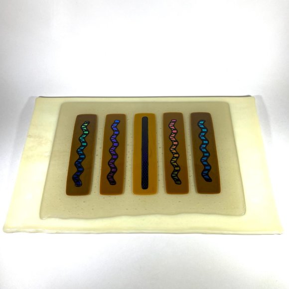 1970's Cream Fused Dichroic Art Glass Wall Art - Picture 6 of 7